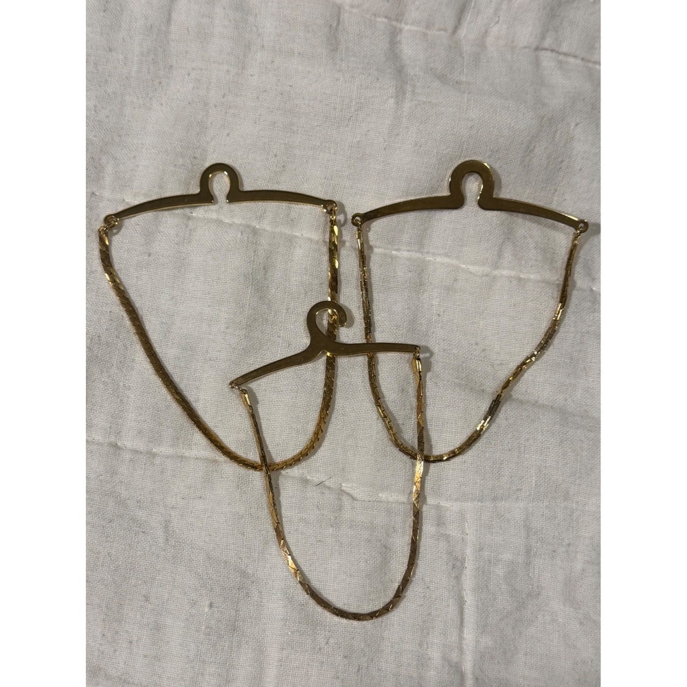 Giorgio Brutini Gold Tone Hanger Clip Vest Pocket Watch Chains Set of 3 Vintage